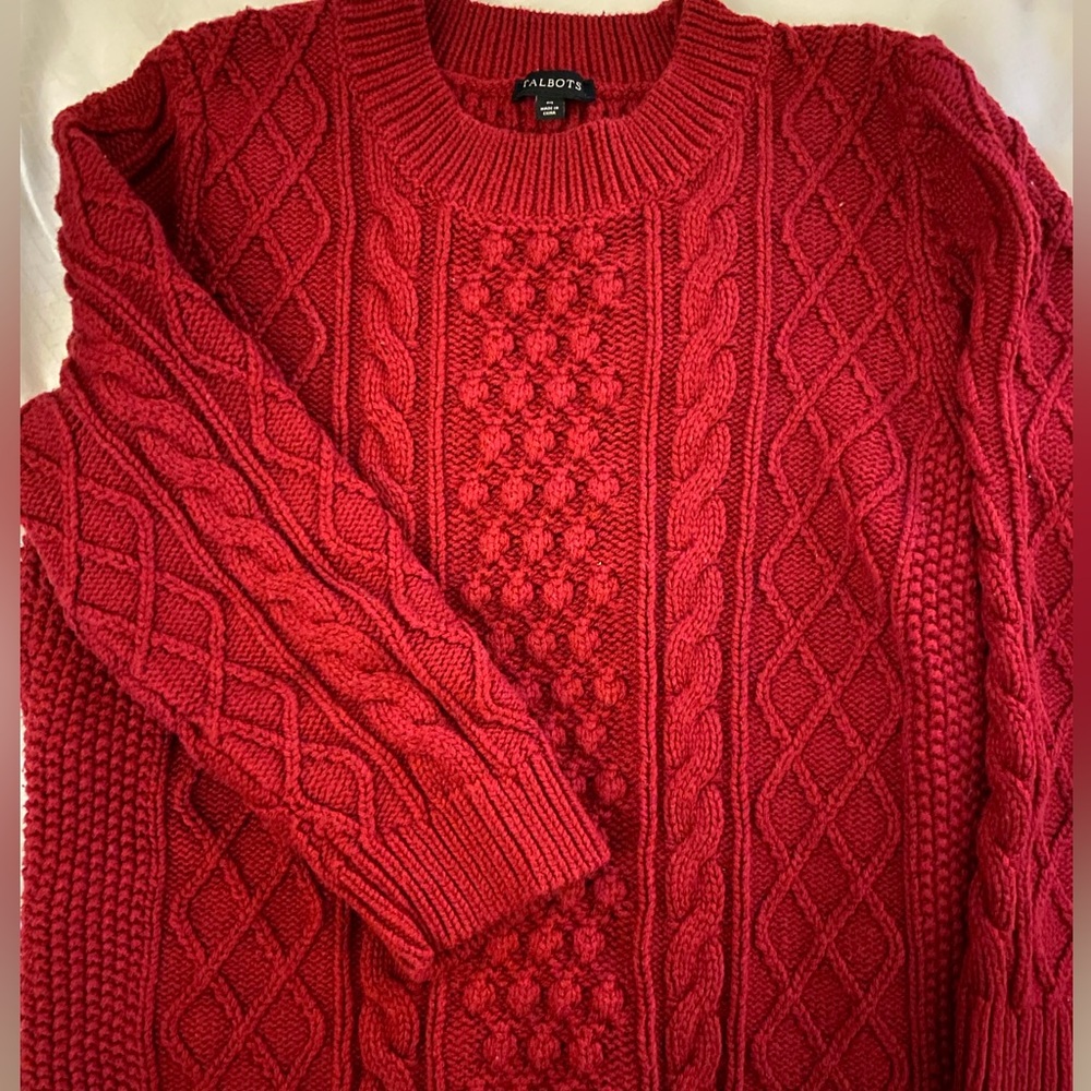 Talbots Red Cable Knit Sweater